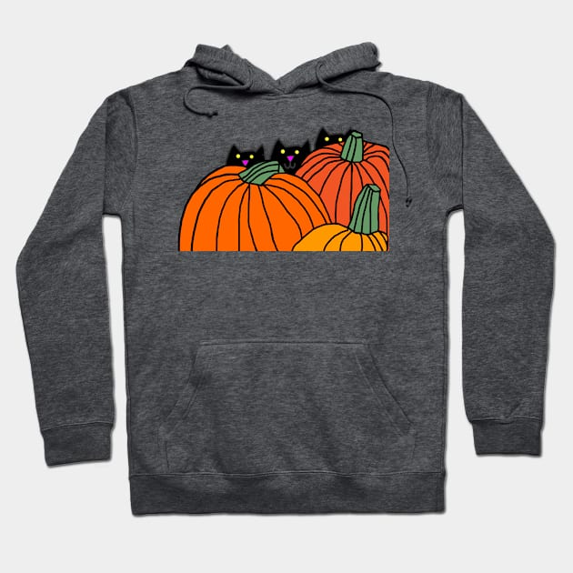 Three Cute Cats Three Pumpkins Hoodie by ellenhenryart